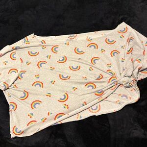 Rainbow Print Cropped Shirt